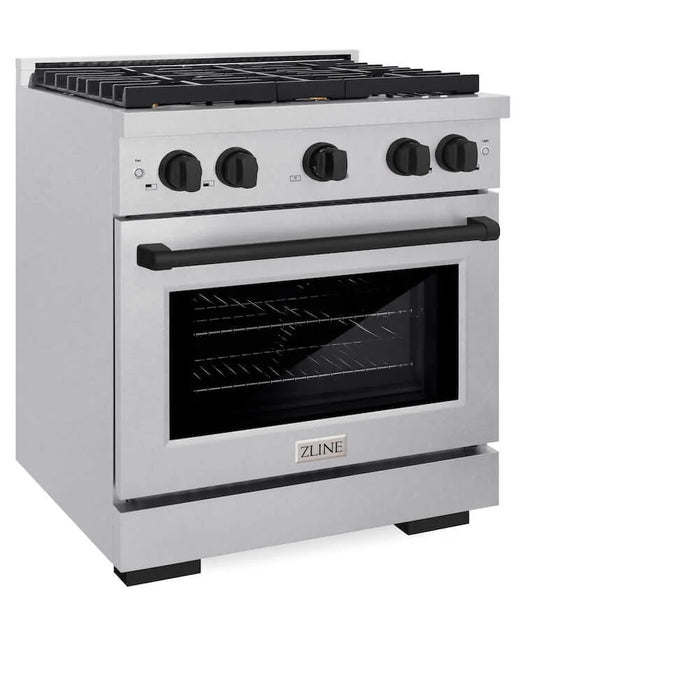 ZLINE 30"Gas Range, Convection Gas Oven , DuraSnow® Matte Black, SGRSZ-30-MB