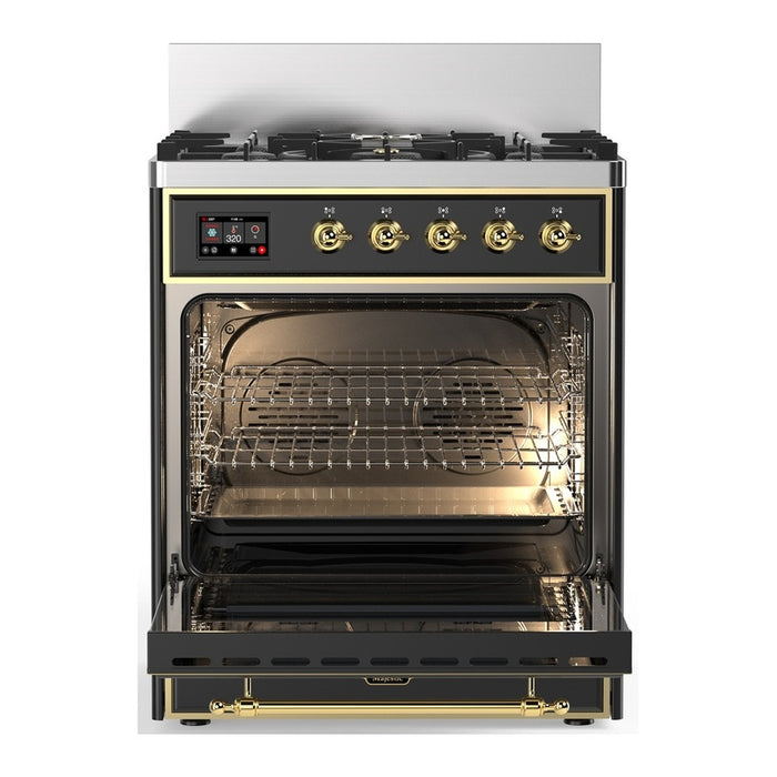 ILVE Majestic III 30" Dual Fuel Range, Matte Graphite Brass Trim UM30QNR3MGG