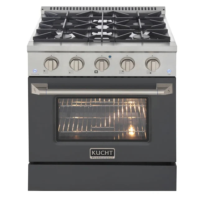 Kucht 30" Gas Range in Stainless Steel with Grey Oven Door, KNG301-GR