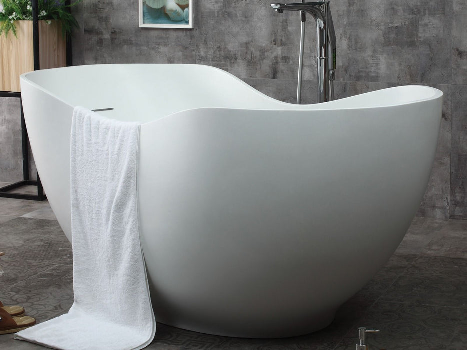 ALFI brand 66" White Solid Surface Smooth Resin Soaking Bathtub AB9949