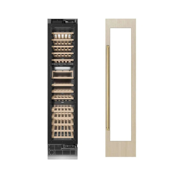 ZLINE 18" Triple Zone 68 Bottle Panel Ready Column Right Hinge Wine Cooler Polished Gold RBCWVRZ-18-G