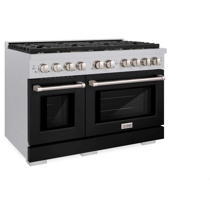 ZLINE 48"Paramount Dual Fuel Range DuraSnow® Black Matte SDRS-BLM-48