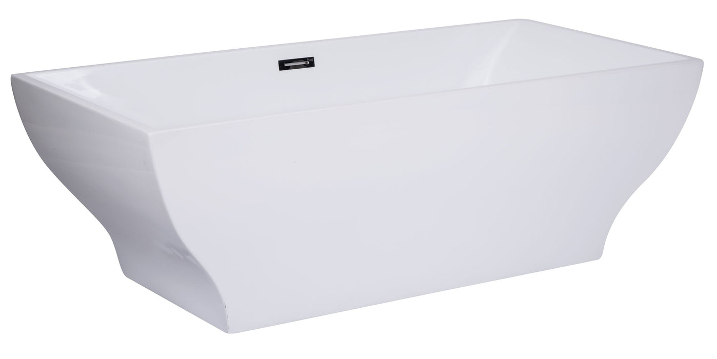 ALFI brand 67" White Rectangular Acrylic Free Standing Soaking Bathtub AB8840