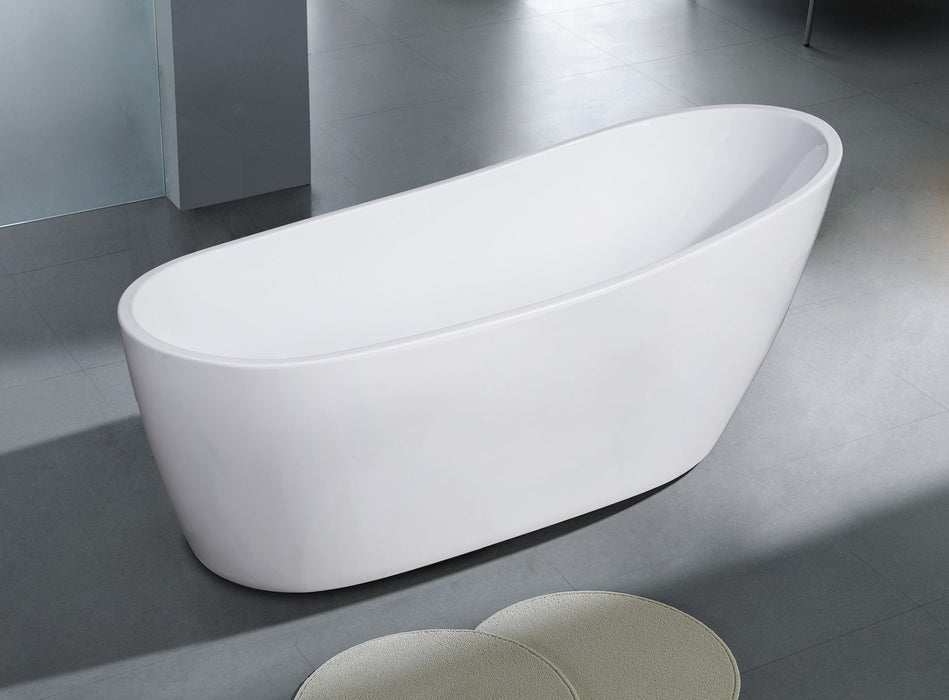 ALFI brand 68" White Oval Acrylic Free Standing Soaking Bathtub AB8826