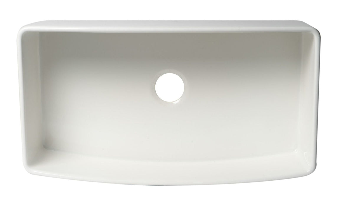 ALFI Brand White Smooth Curved Apron 36" Single Bowl Fireclay Farm Sink ABFC3620S-W