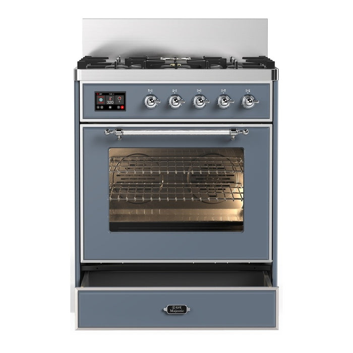 ILVE Majestic III 30" Dual Fuel Range Blue Grey, Chrome Trim UM30NR3BGC