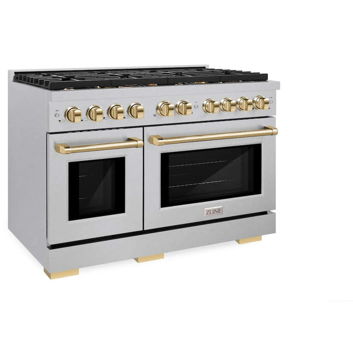 ZLINE 48"Gas Range, Convection Gas Oven, DuraSnow® Gold, SGRSZ-48-G