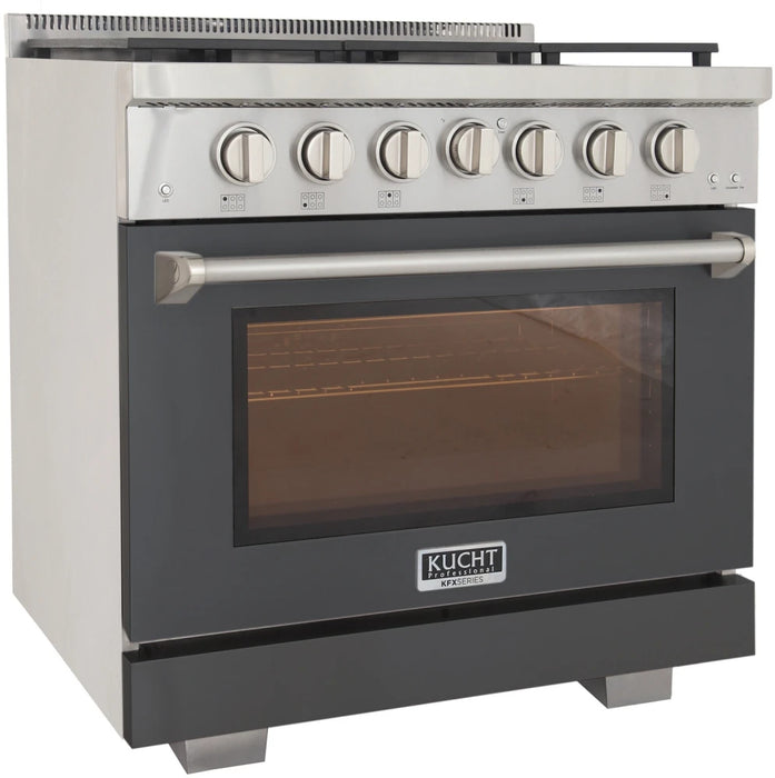 Kucht 36" Freestanding Professional Gas Range Liquid Propane KFX3600X/LP-GY