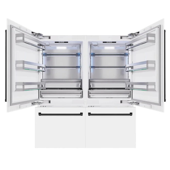 ZLINE 72" Built-In Bottom Freezer Refrigerator,Water Dispenser, Ice Maker, White Matte Matte Black RBITZ-WM-72-MB