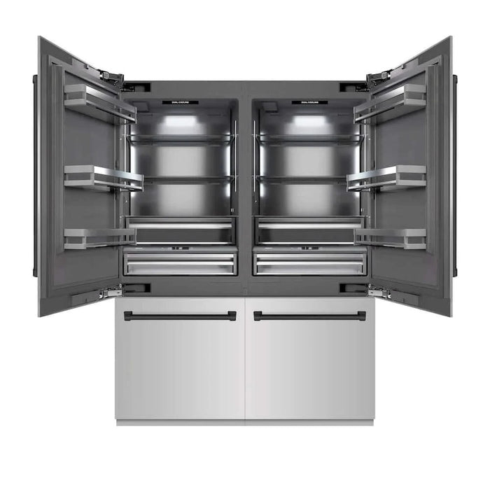 ZLINE 60" Built-In Bottom Freezer Refrigerator with Water Dispenser, Ice Maker, Stainless Steel, Graphite Gray Interior, Matte Black GRBIVZ-304-60MB