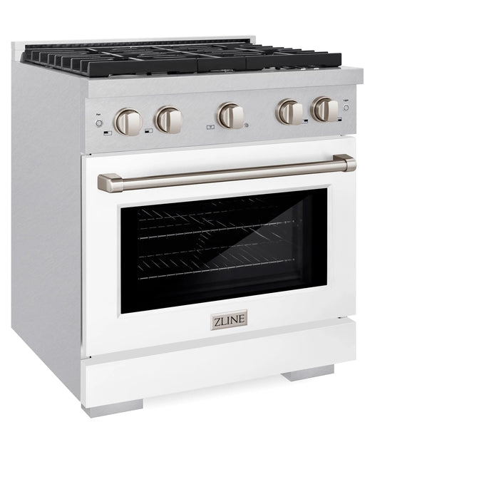 ZLINE 30"Paramount Dual Fuel Range DuraSnow® White Matte SDRS-WM-30