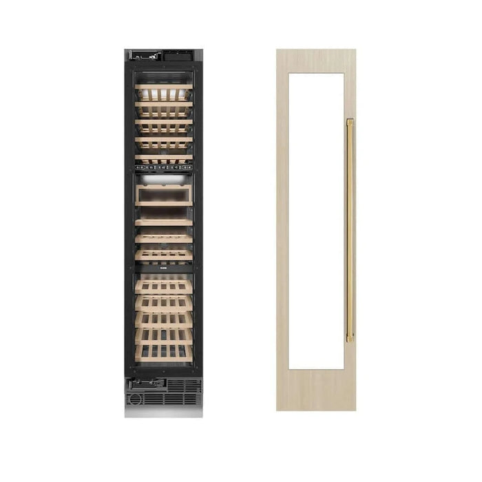 ZLINE 18" Triple Zone 68 Bottle Panel Ready Column Left Hinge Wine Cooler Polished Gold RBCWVLZ-18-G