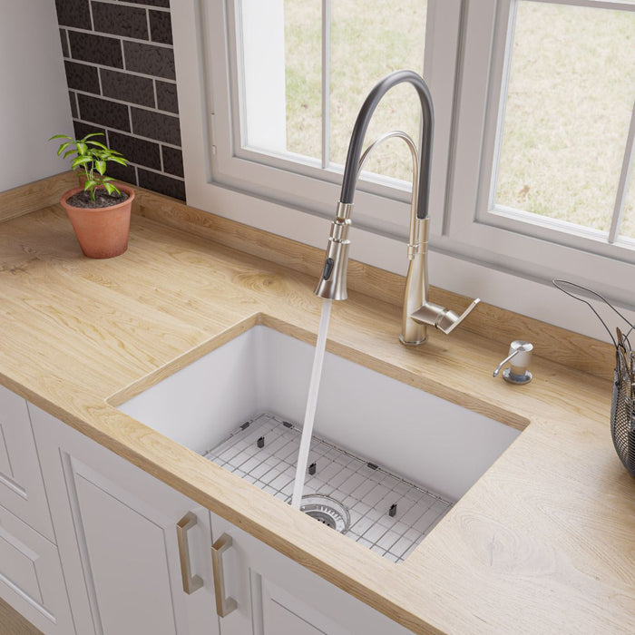 ALFI brand 27" Fireclay Undermount / Drop In Fireclay Kitchen Sink ABF2718UD