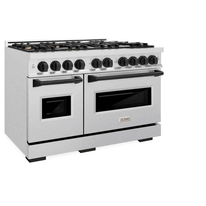 ZLINE 48"Classic Gas Range, Convection Gas Oven, DuraSnow® Stainless Steel, Matte Black CGRSZ-48-MB