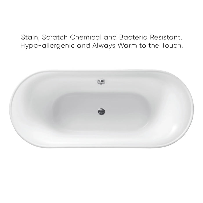 Whitehaus Oval Double Side Freestanding Acrylic Soaking Bathtub WHBL175BATH