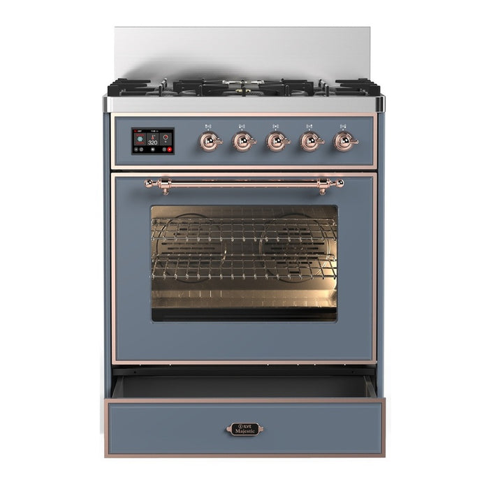 ILVE Majestic III 30" Dual Fuel Range Blue Grey, Copper Trim UM30NR3BGP