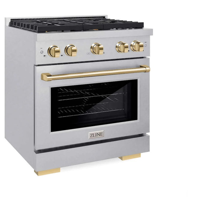 ZLINE 30"Gas Range, Convection Gas Oven , DuraSnow® Gold, SGRSZ-30-G