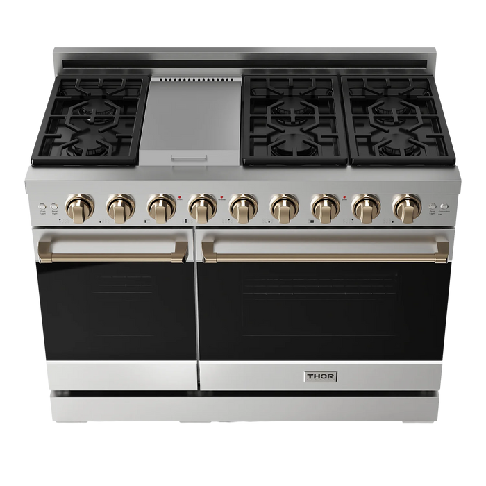 Gordon Ramsay by THOR Kitchen 48"Professional Propane Gas Range, Stainless Steel, Bronze, RSG48ELP-BRZ