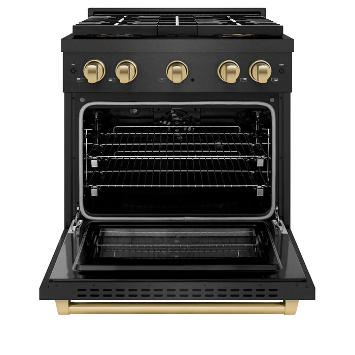 ZLINE 30" Paramount Gas Range DuoPro™ Cooktop, Convection Gas Oven, Black Satin Stainless Steel PSGRBSZ-30-CB