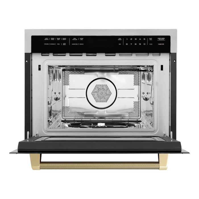 ZLINE Autograph Edition 24" Built-in Convection Microwave Oven, Stainless Steel, Helix Handle MWOZ-24-KCB
