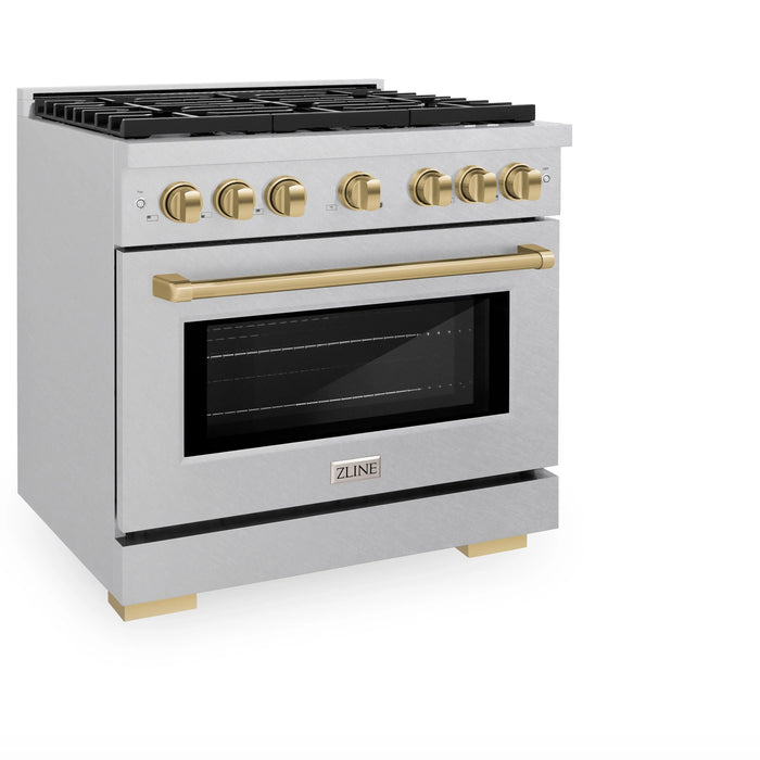 ZLINE 36"Paramount Dual Fuel Range DuraSnow® Champagne Bronze SDRSZ-36-CB