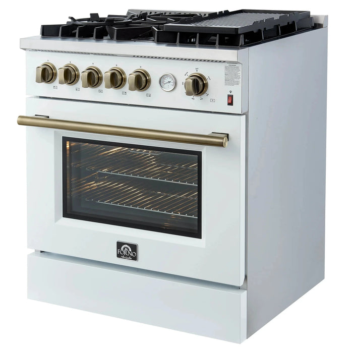 FORNO Giovanni 30" Gas on Gas Range FFSGS6274-30WHT
