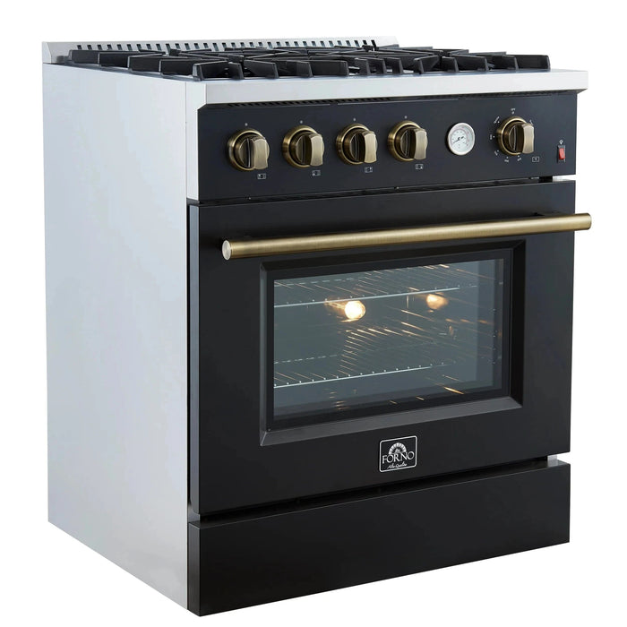 FORNO Marco 30" Gas on Gas Range FFSGS6277-30BLK