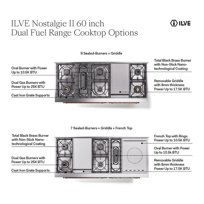 ILVE Nostalgie II 60" Dual Fuel UP60FSNMPAW