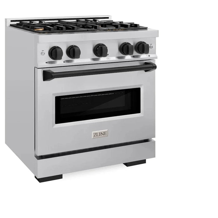 ZLINE 30" Classic Gas Range, Convection Gas Oven Stainless Steel, Matte Black CGRZ-30-MB