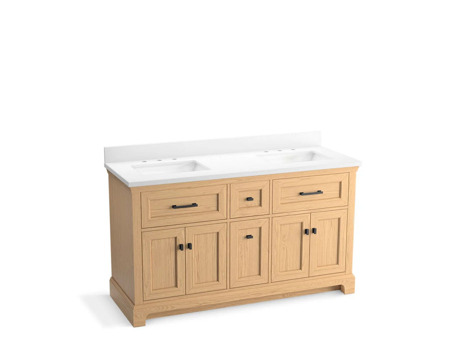 KOHLER Charlemont 60" bathroom vanity cabinet, sinks, quartz top K-29263-BD1