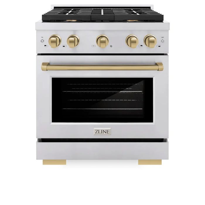 ZLINE 30"Paramount Dual Fuel Range Stainless Steel Champagne Bronze SDRZ-30-CB