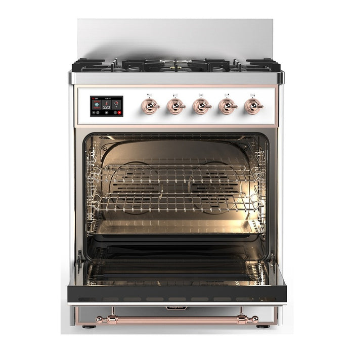 ILVE Majestic III 30" Dual Fuel Range, White Copper Trim UM30QNR3WHP