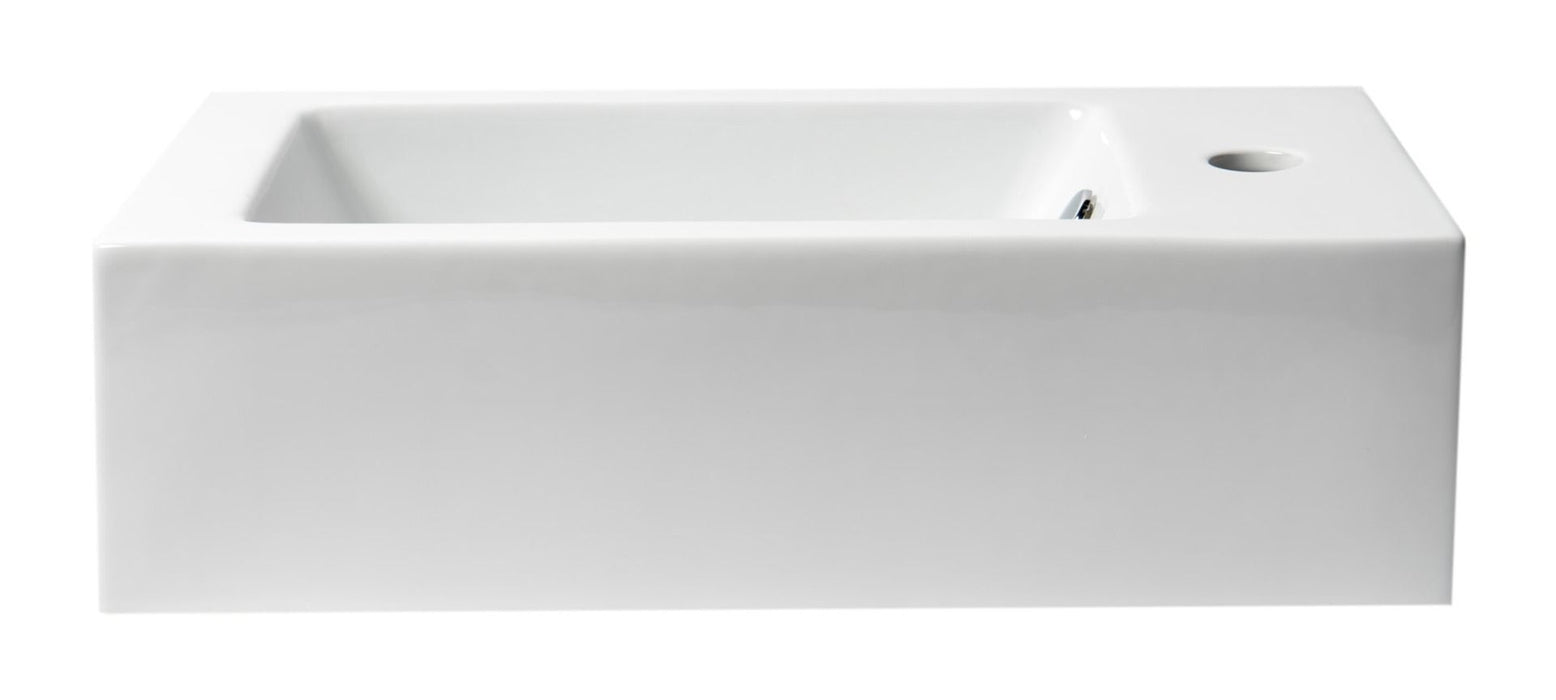 ALFI brand White 20" Small Rectangular Wall Mounted Ceramic Sink, Faucet Hole ABC116