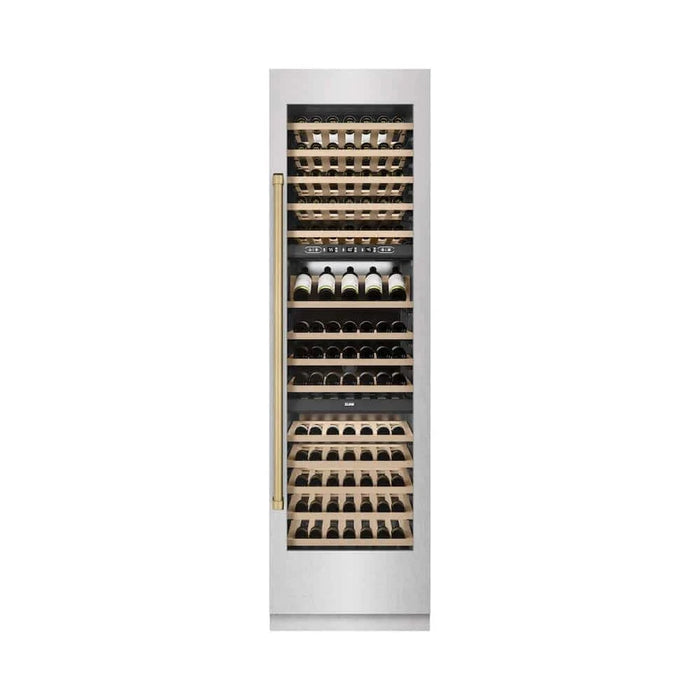ZLINE 24"Triple Zone 100 Bottle Column Wine Cooler, DuraSnow®  Stainless Steel Champagne Bronze RCWVZ-SN-24-CB