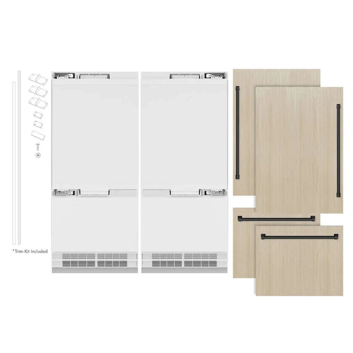 ZLINE 72" Panel Ready Built-In Bottom Freezer Refrigerator,Water Dispenser, Ice Maker, Matte Black RBITZ-72-MB