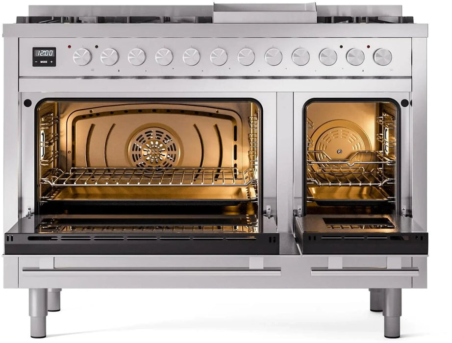 ILVE 48"Professional Plus Liquid Propane Dual Fuel Range, Stainless Steel UP48FWMPSSLP
