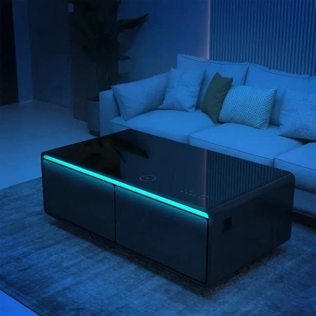 FORNO Evoluto 51" Smart Coffee Table – Dual Fridge Drawers Black FCTFR7006-51BLK