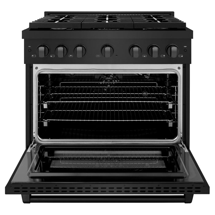 ZLINE 36"Paramount Dual Fuel Range Black Stainless Steel, SDRB-36