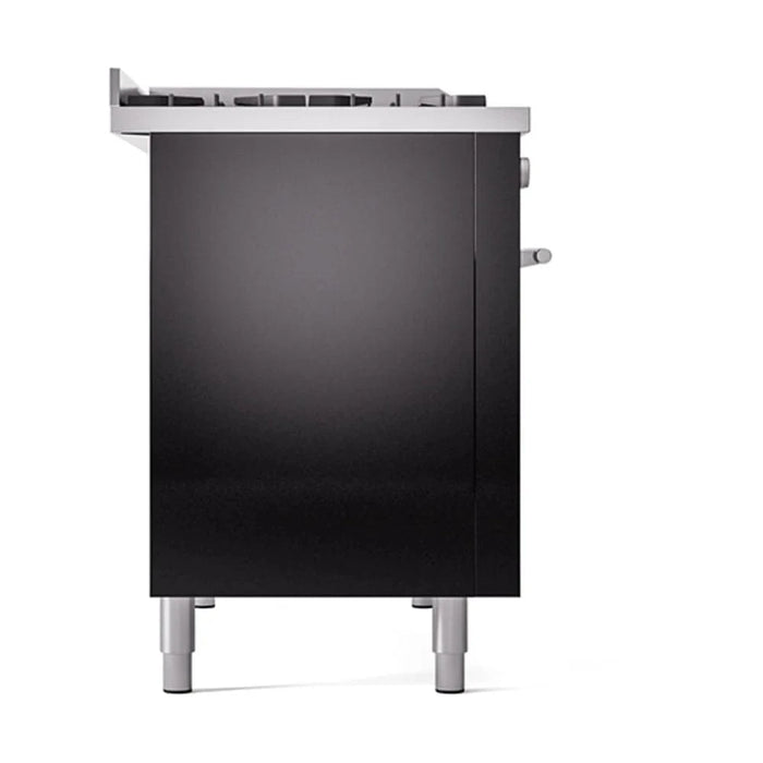 ILVE 48"Professional Plus Liquid Propane Dual Fuel Range, Glossy Black UP48FQMPBKLP