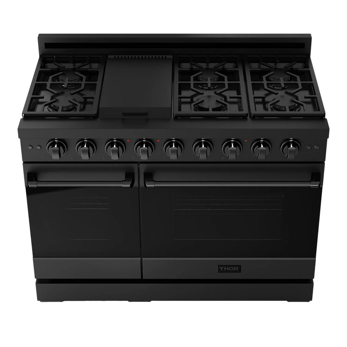 Gordon Ramsay by THOR Kitchen 48"Professional Natural Gas Range, Matte Black, RSG48EB