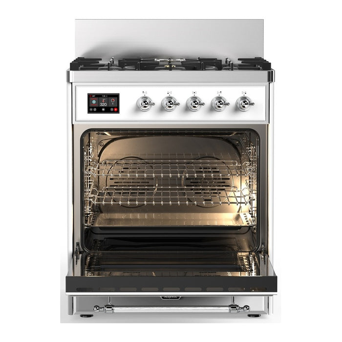 ILVE Majestic III 30" Dual Fuel Range, White Chrome Trim UM30NR3WHC