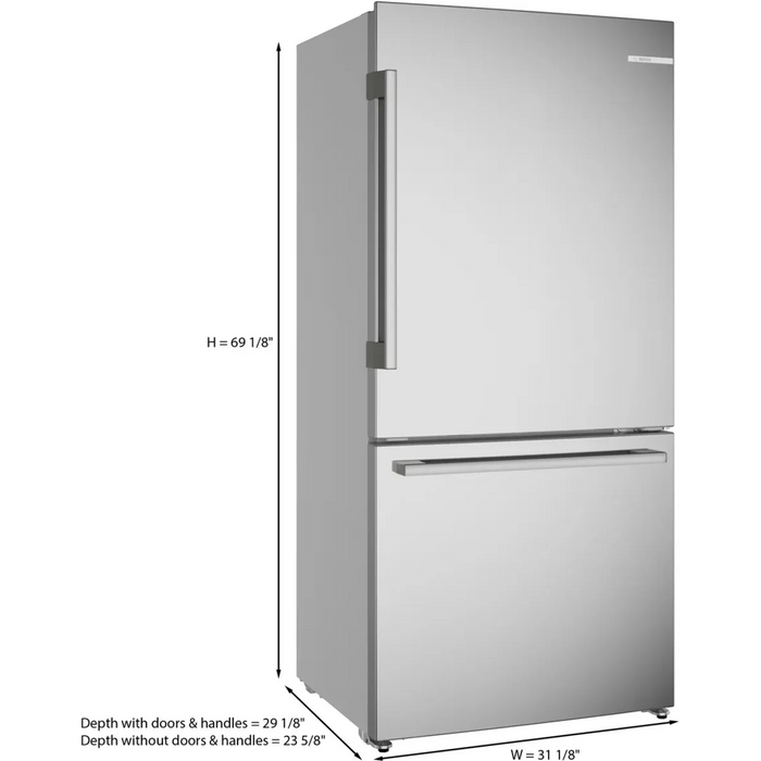 BOSCH 33" Counter-Depth Freestanding Bottom Freezer Refrigerator, B33CM10SNS