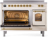 ILVE Nostalgie II 48" Electric Range, Antique White, Brass Trim UPI486NMPAWG ILVE