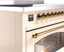 ILVE Nostalgie II 48" Electric Range, Antique White, Brass Trim UPI486NMPAWG ILVE