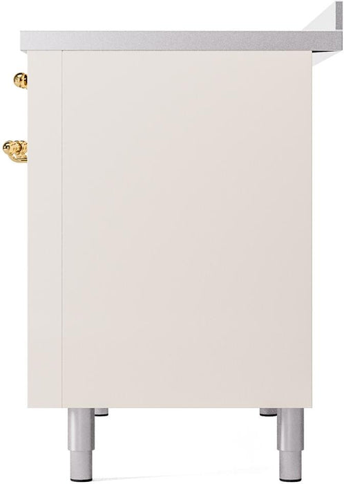 ILVE Nostalgie II 48" Electric Range, Antique White, Brass Trim UPI486NMPAWG ILVE