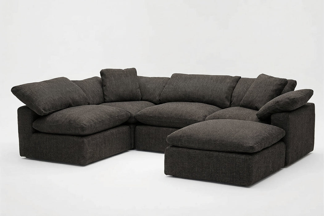 5-Cube Modular U-Sofa Armless & Ottoman Chaise