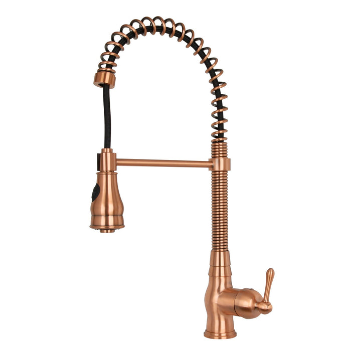 Antique Bronze Pre-Rinse Spring Kitchen Faucet, Single Level Solid Brass Kitchen Sink Faucets with Pull Down Sprayer - AK96518A-AB