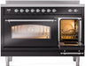 ILVE Nostalgie II 48" Electric Range, Glossy Black, Chrome Trim UPI486NMPBKC ILVE