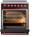 ILVE Nostalgie II 30" Electric Range, Burgundy, Copper Trim UPI304NMPBUP ILVE