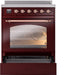 ILVE Nostalgie II 30" Electric Range, Burgundy, Copper Trim UPI304NMPBUP ILVE